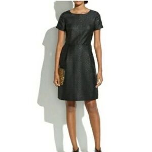 Madewell Black Fitted Brocade Sheath Dress with Pockets